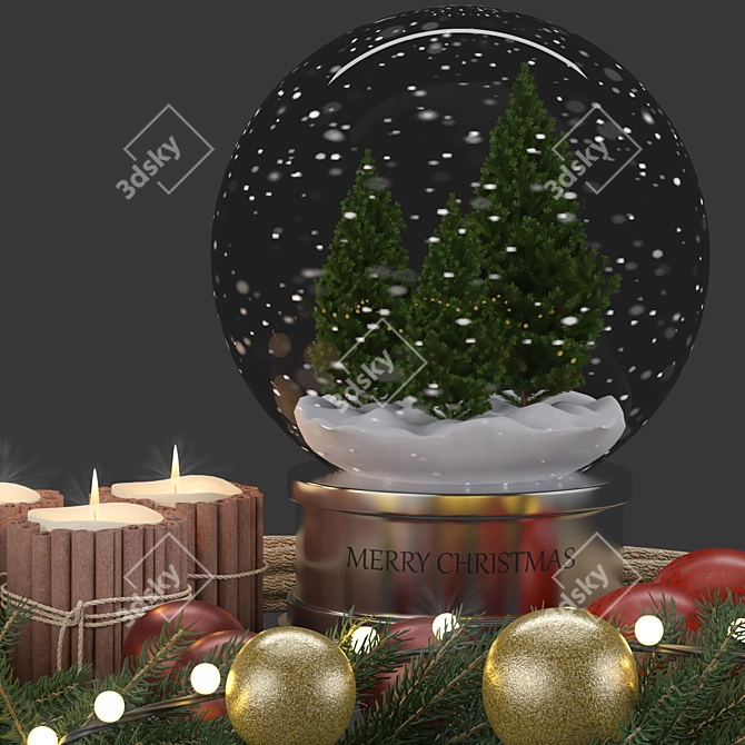 Christmas Delight: Festive Wreath & Ornament Set 3D model image 5