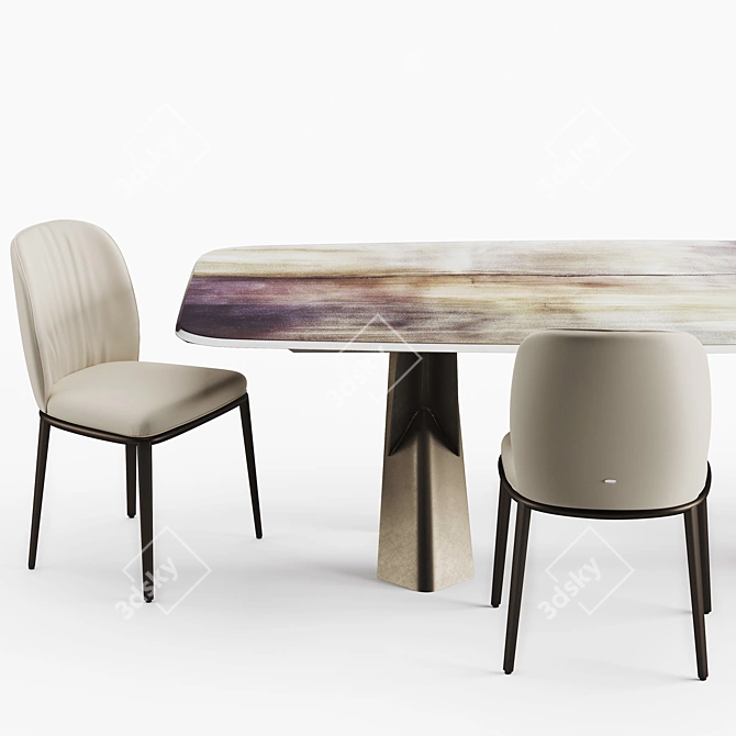 Modern Italian Cattelan Table & Chair 3D model image 2