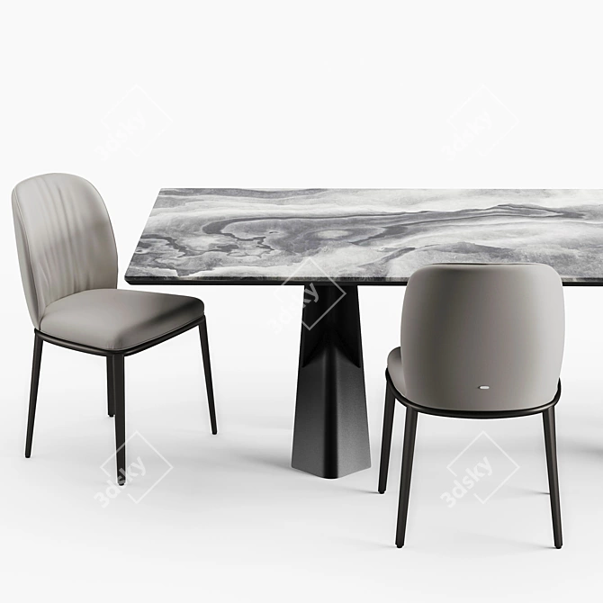 Modern Italian Cattelan Table & Chair 3D model image 3