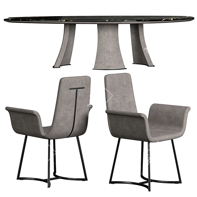 Luxury Longhi Damien Coral Table & Chair 3D model image 3