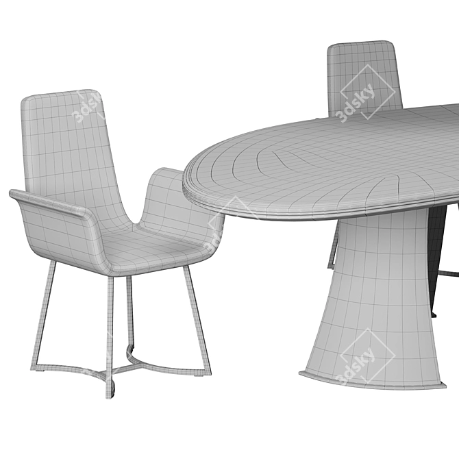 Luxury Longhi Damien Coral Table & Chair 3D model image 5