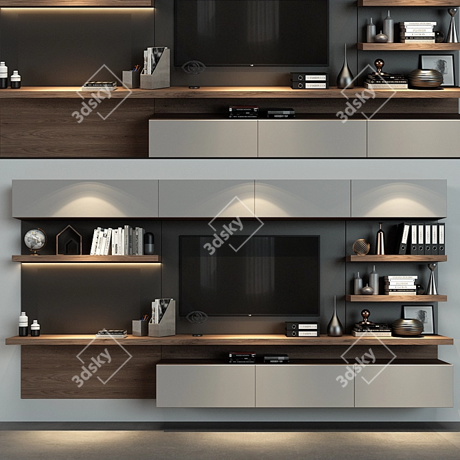 Deluxe Wooden Storage Cabinet 3D model image 1