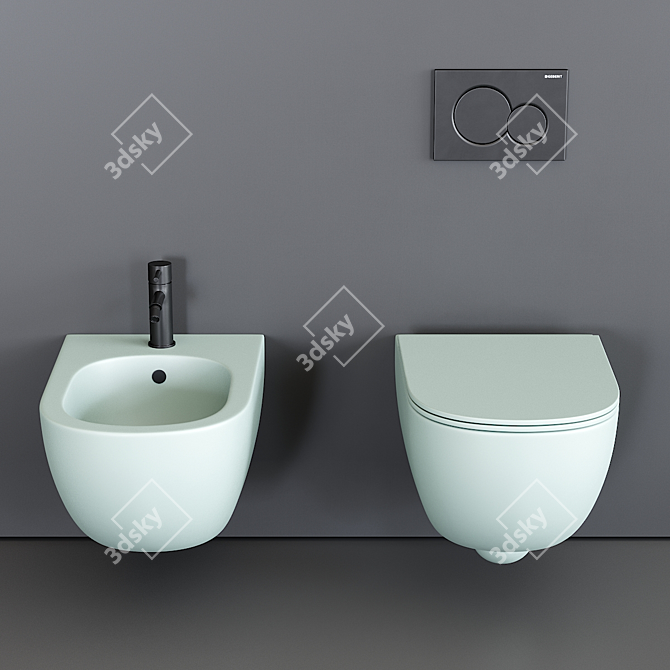 Pin Wall-Hung WC & Bidet Set 3D model image 3