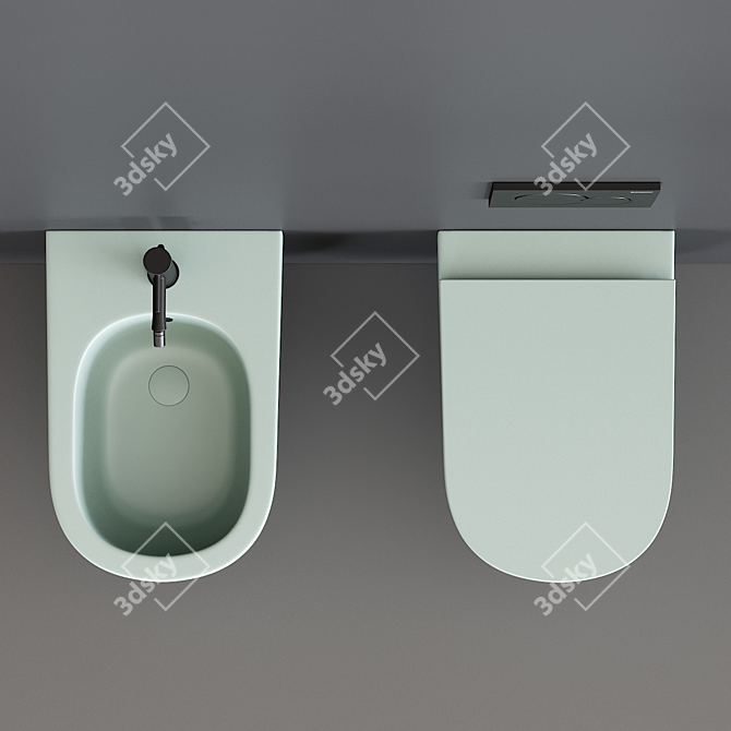 Pin Wall-Hung WC & Bidet Set 3D model image 4