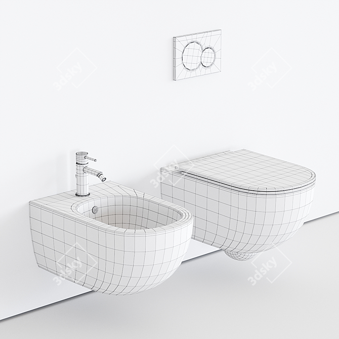 Pin Wall-Hung WC & Bidet Set 3D model image 5