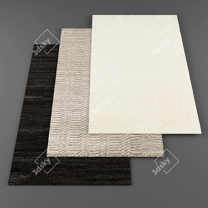 Sleek Collection of Rugs - 3 Stunning Designs 3D model image 1