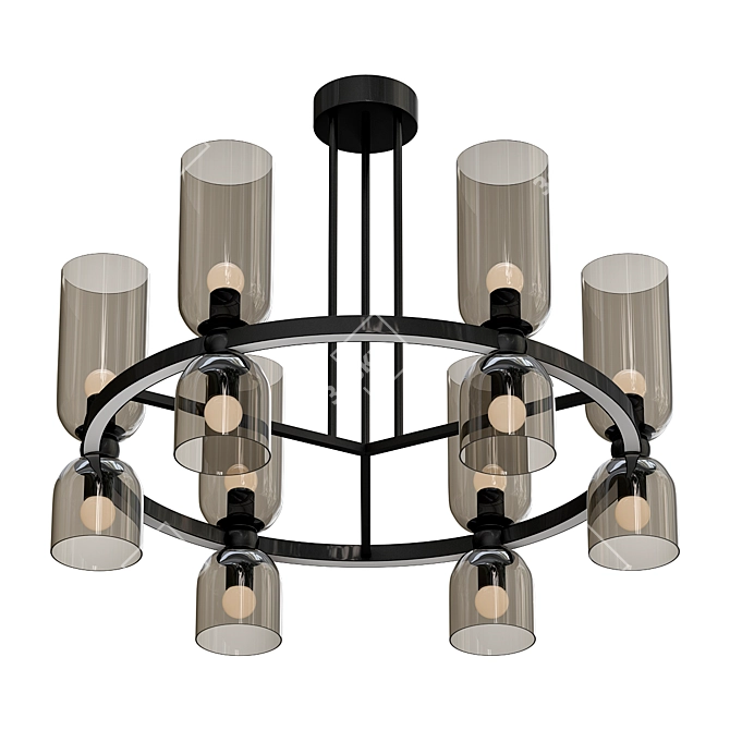 Chic Amber Glass Chandelier 3D model image 1