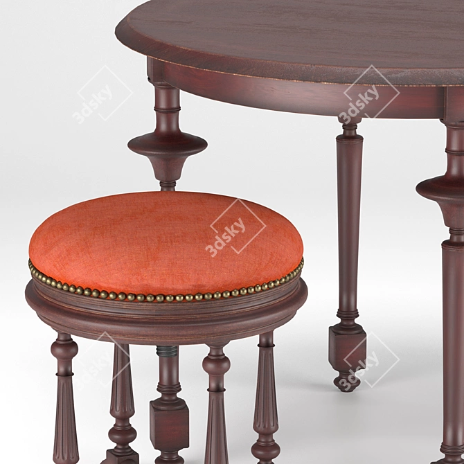 Vintage Chair and Table Set 3D model image 3