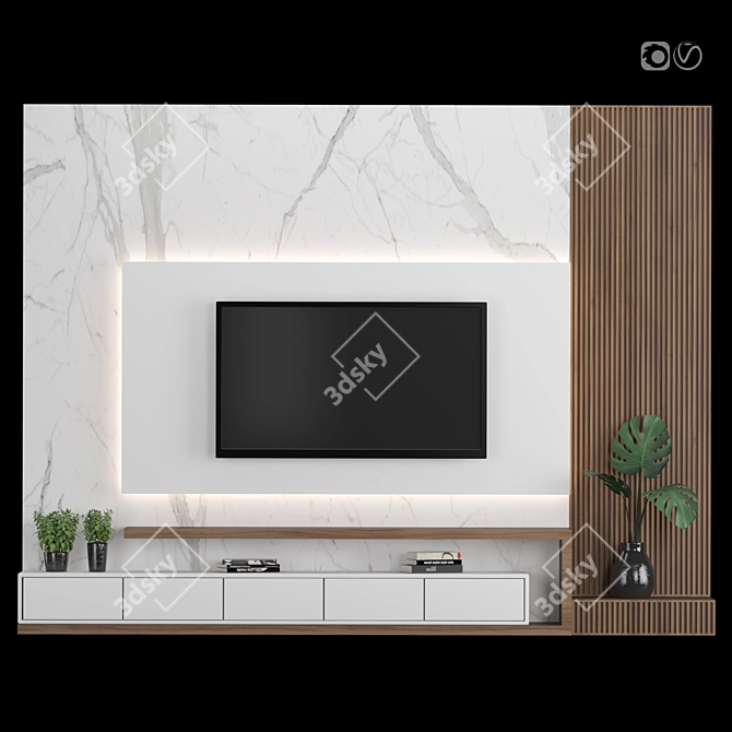 Modular TV Wall: Stylish and Customizable! 3D model image 1