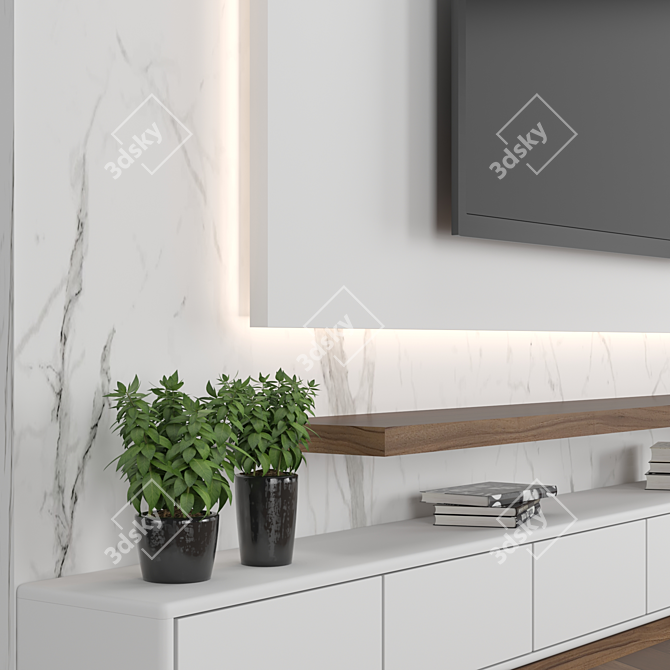 Modular TV Wall: Stylish and Customizable! 3D model image 2