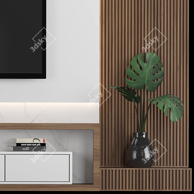 Modular TV Wall: Stylish and Customizable! 3D model image 3
