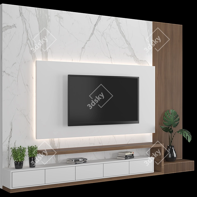 Modular TV Wall: Stylish and Customizable! 3D model image 4