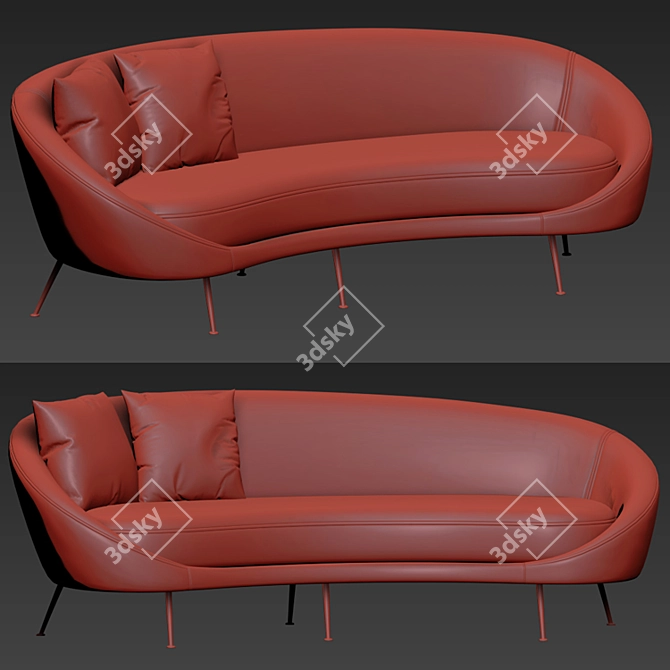 Mood: Italian Midcentury Curved Sofa 3D model image 2