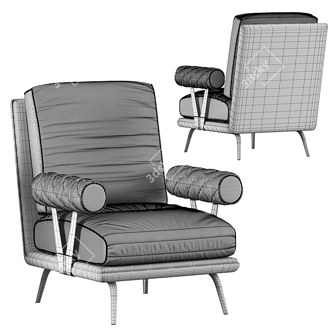 Modern Black Armchair: Sleek Design, 2015 Version 3D model image 1