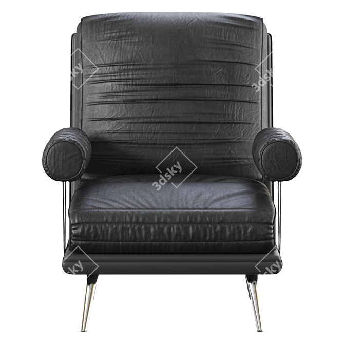 Modern Black Armchair: Sleek Design, 2015 Version 3D model image 2