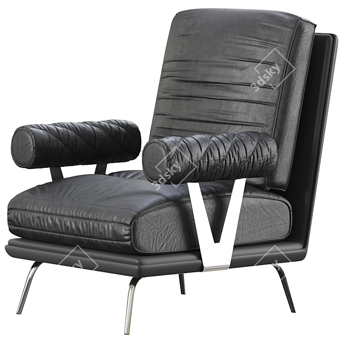 Modern Black Armchair: Sleek Design, 2015 Version 3D model image 3