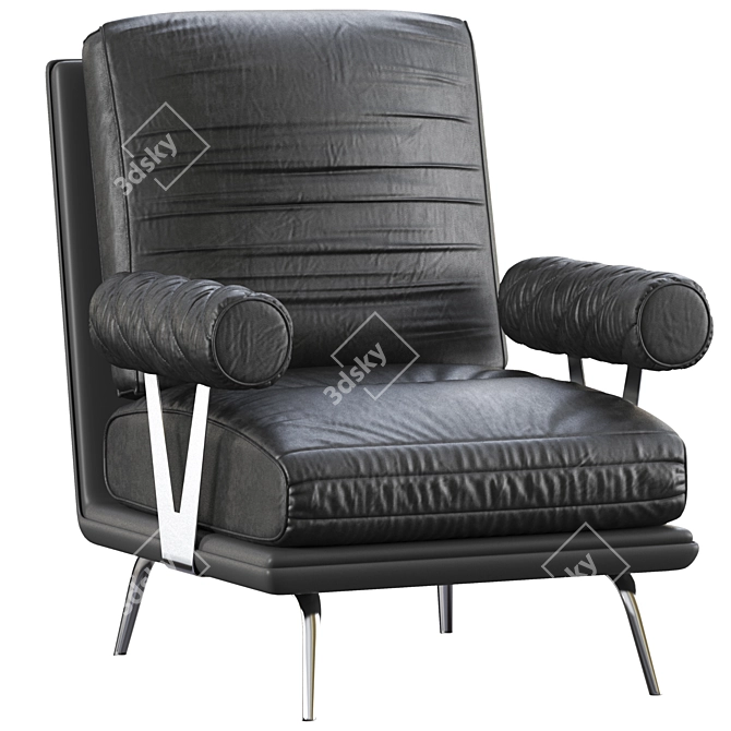 Modern Black Armchair: Sleek Design, 2015 Version 3D model image 5
