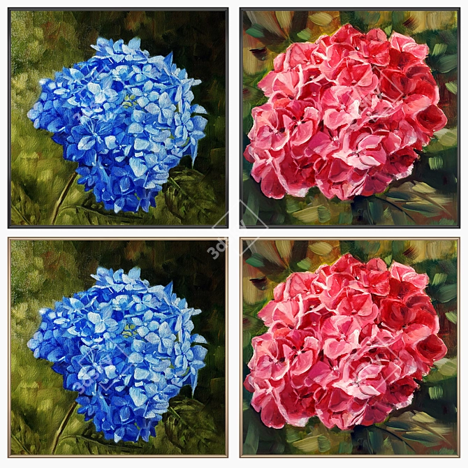 Diverse Wall Art Set with Frames 3D model image 2