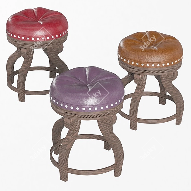 Vintage Pouf: Antique Elegance in 3 Colors 3D model image 1