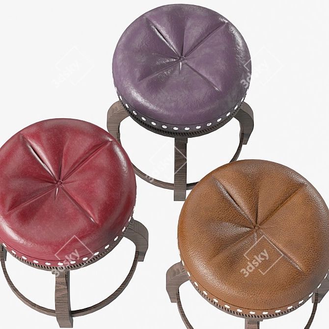 Vintage Pouf: Antique Elegance in 3 Colors 3D model image 2