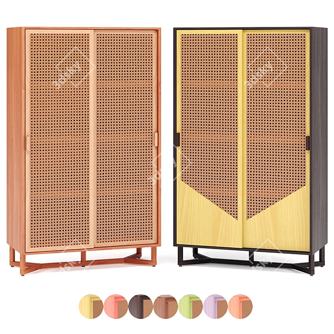 Adjustable Color Rattan Closet 3D model image 2