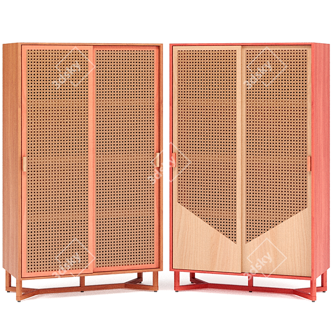 Adjustable Color Rattan Closet 3D model image 3