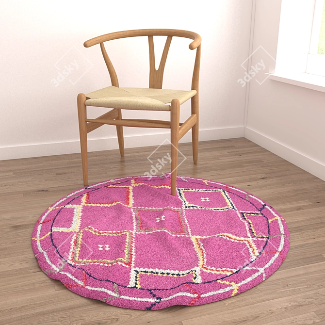 Round Carpet Set 27: Variety of Textures for Close and Wide Shots 3D model image 4