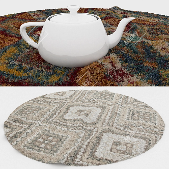 Round Carpet Set - Versatile 6-Piece Collection with Varying Textures 3D model image 3