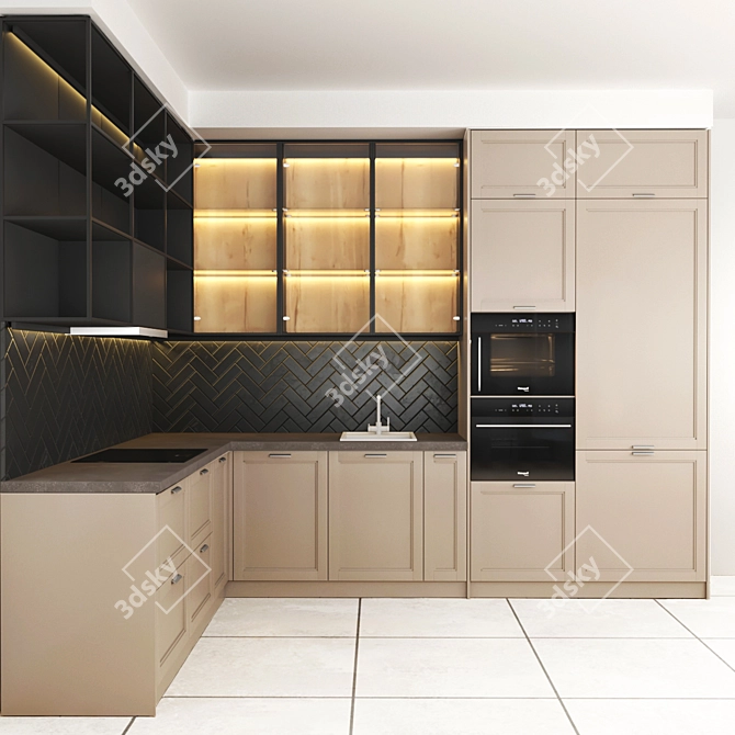 Modern Kitchen Set 3D model image 1