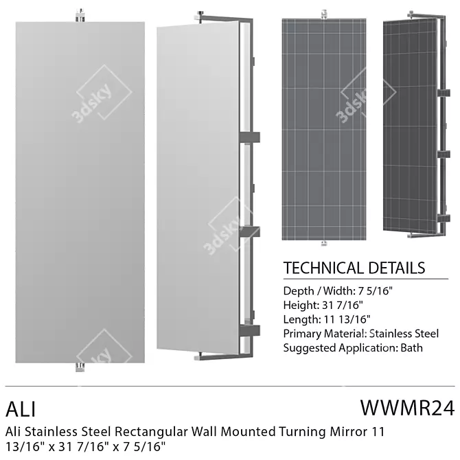 Sleek 360° Rotating Ali Mirror 3D model image 1