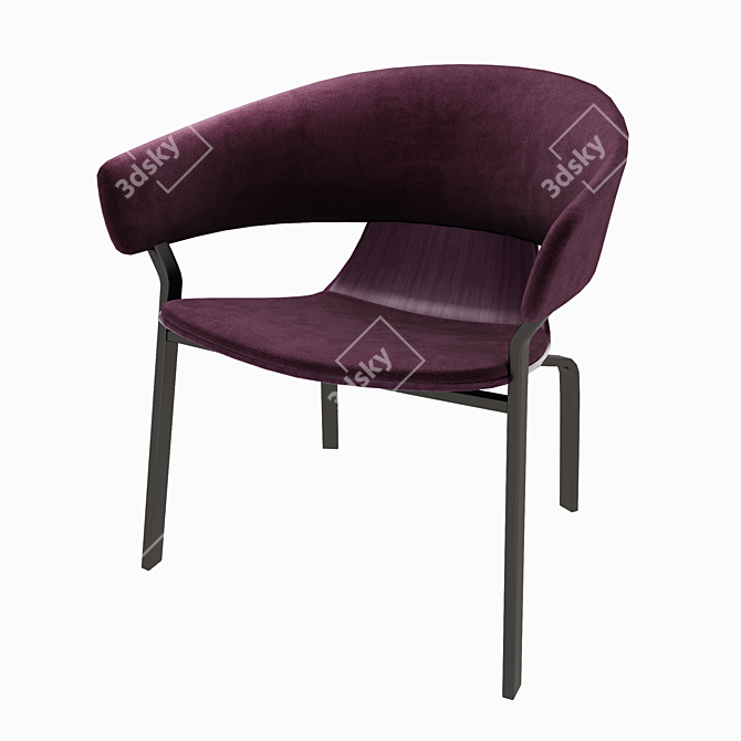 Elevate Velvet Lounger 3D model image 3