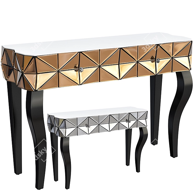 Soho Mirrored Glass Console Table 3D model image 1