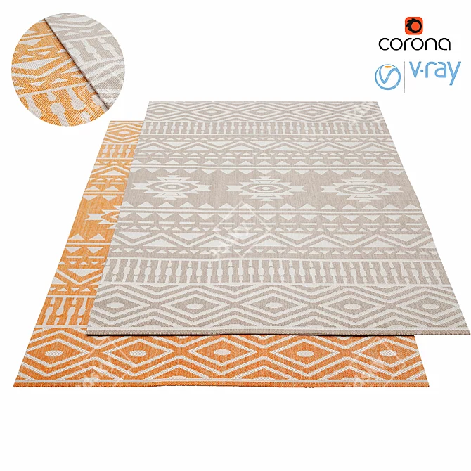 Luxury Copper Stripe Rug 3D model image 1