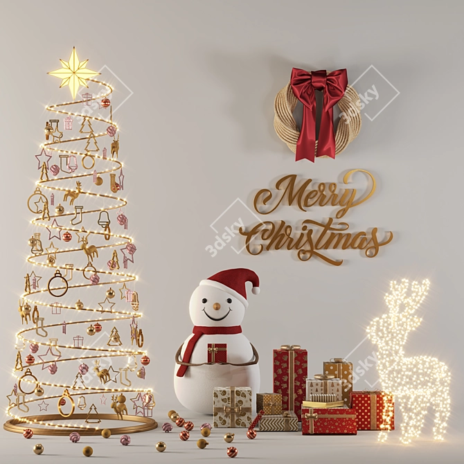 Festive Christmas Decor Set 3D model image 1