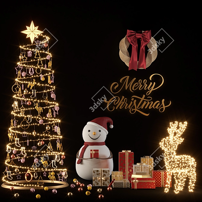 Festive Christmas Decor Set 3D model image 2