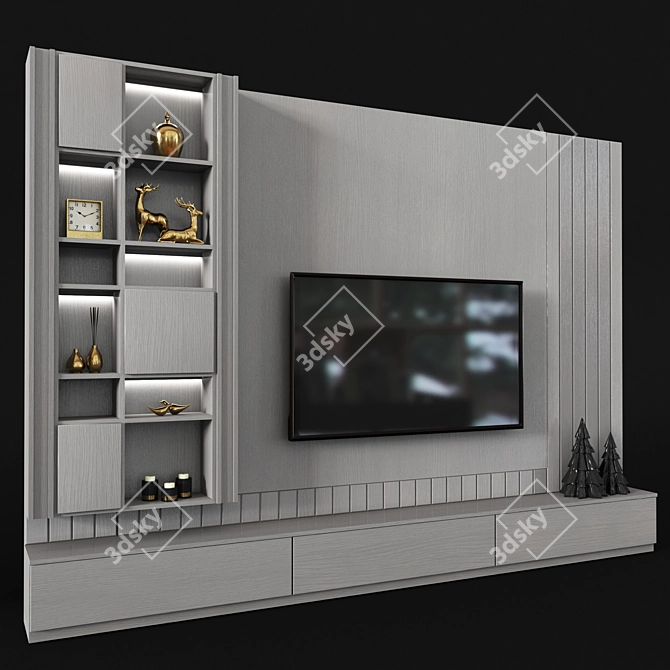 Sleek TV Shelf Set7: Modern Design 3D model image 2