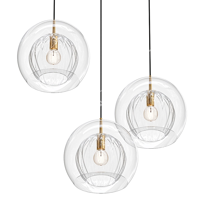 Lyse: Double Glass Pendant Light 3D model image 1