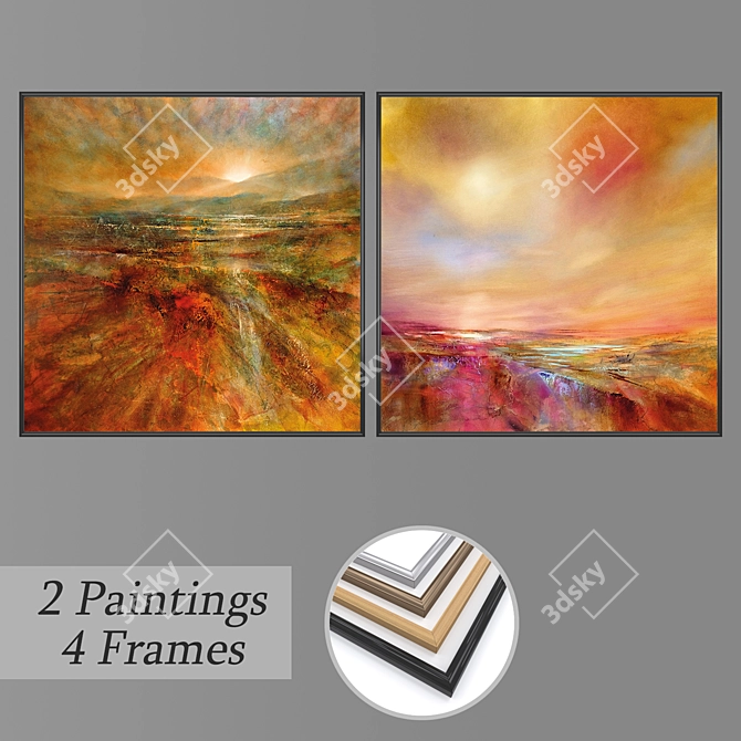 Elegant Set of Wall Paintings 3D model image 1