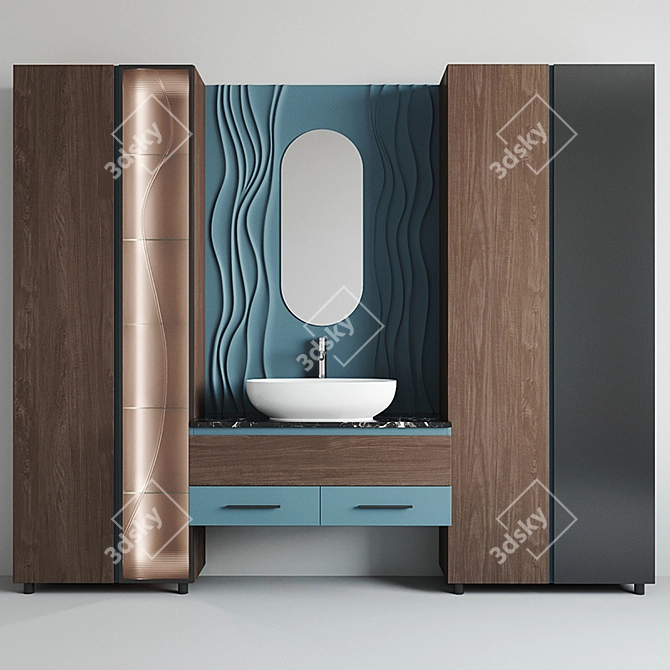 Modern Bathroom Set: Sink & Mixer 3D model image 1