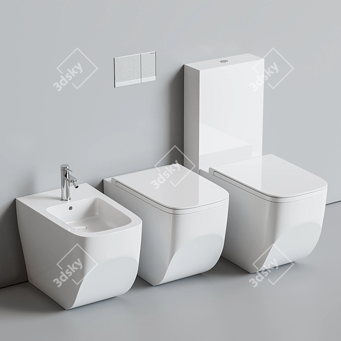 Hatria Next Collection: Modern Ceramic Toilet 3D model image 1