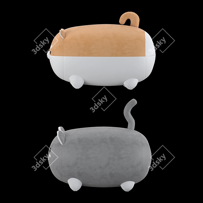 Cuddly Cat and Dog Pillows 3D model image 2