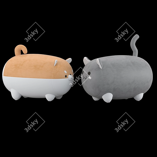 Cuddly Cat and Dog Pillows 3D model image 3