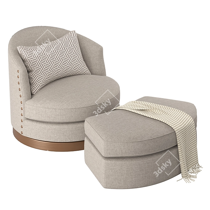 Swivel Chair and Ottoman Set - Burton James 3D model image 3