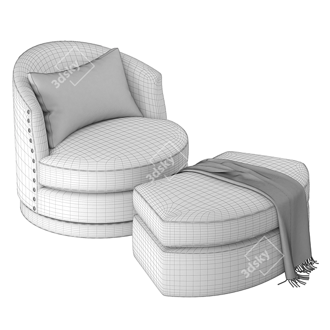 Swivel Chair and Ottoman Set - Burton James 3D model image 4