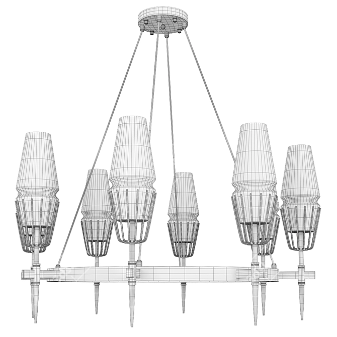 Elegant Brass Round Chandelier 3D model image 3