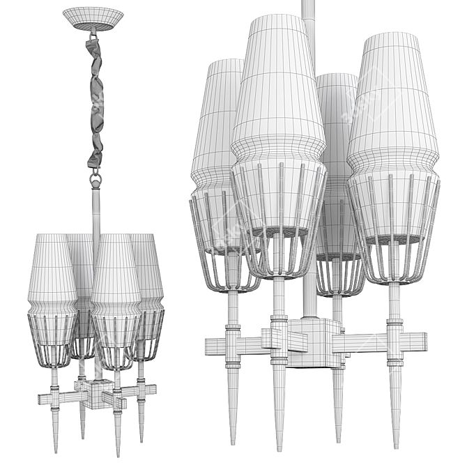 Elegant Brass Round Chandelier 3D model image 2