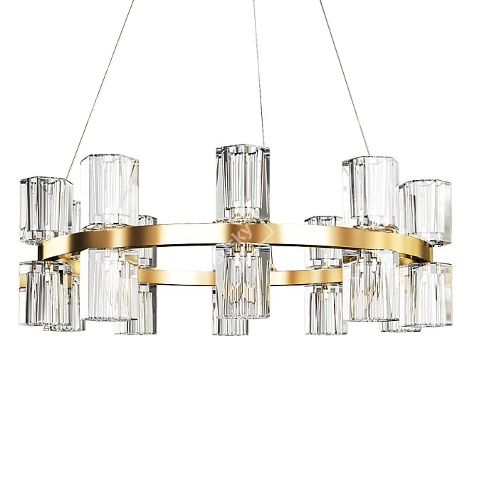 Elegance in Brass: Chandelier Luminaire 3D model image 1