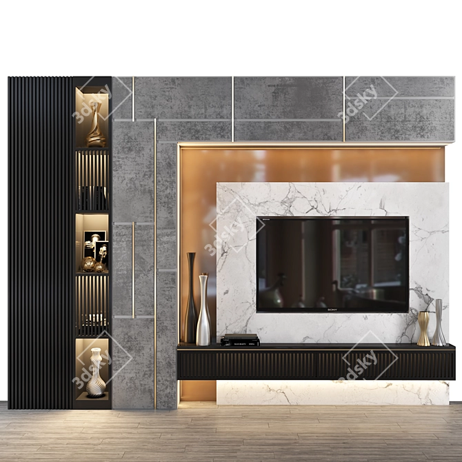 Versatile TV Wall Decor 3D model image 1