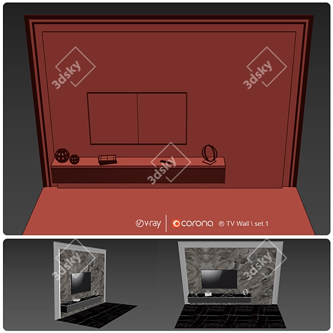 Sleek TV Wall Set - Modern Design 3D model image 2