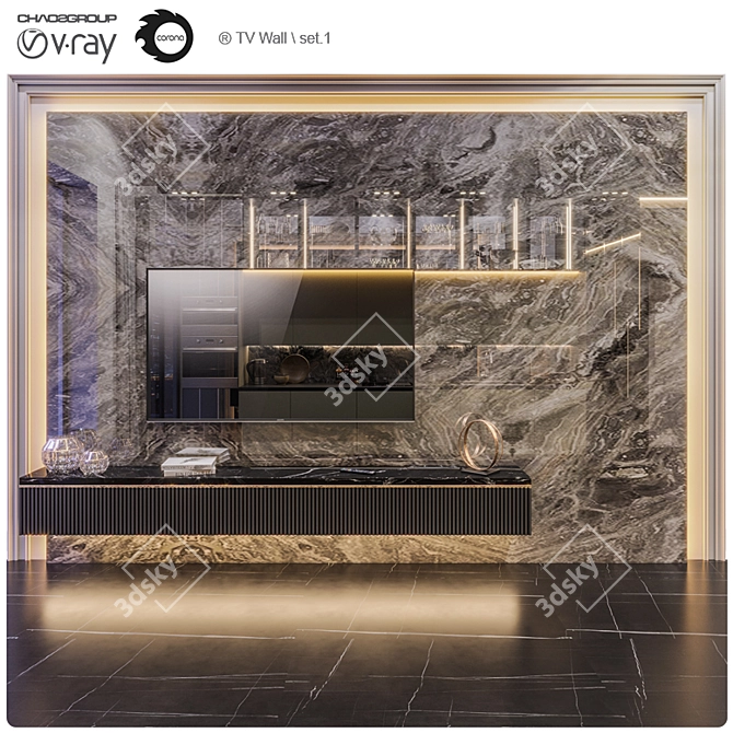 Sleek TV Wall Set - Modern Design 3D model image 4